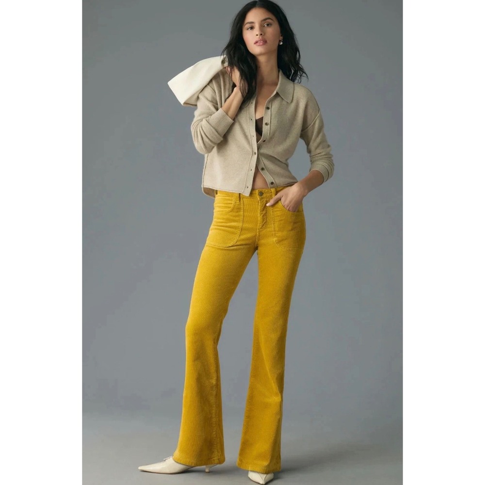 Pilcro and the Letterpress Mustard Yellow Corduroy Flare Pants Womens 25P